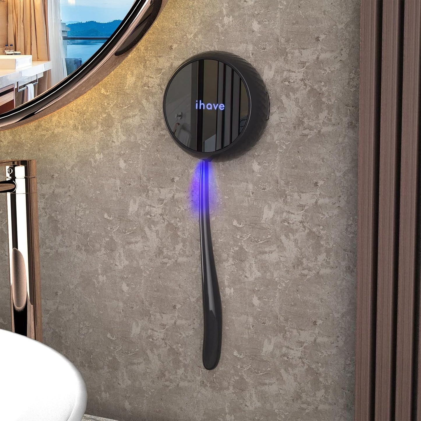 iHave Toothbrush Sanitizer Wall Mount, Portable UV Toothbrush Holder Travel | 4-Hour Auto-Cycle UV-C Disinfection 99.9%, Magnetic Mount, 30-Day Standby, Home, RV, Apartment Bathroom & Travel Essential