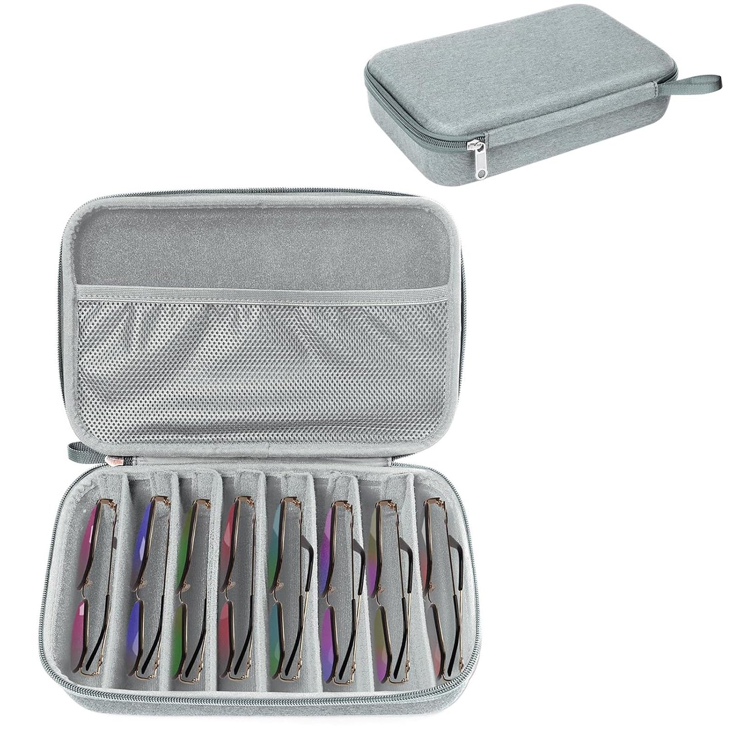 Bukere Travel Sunglasses Organizer Case Adjustable Slot For Multiple Eyeglasses Hard-shell Portable Storage Box for Men Women