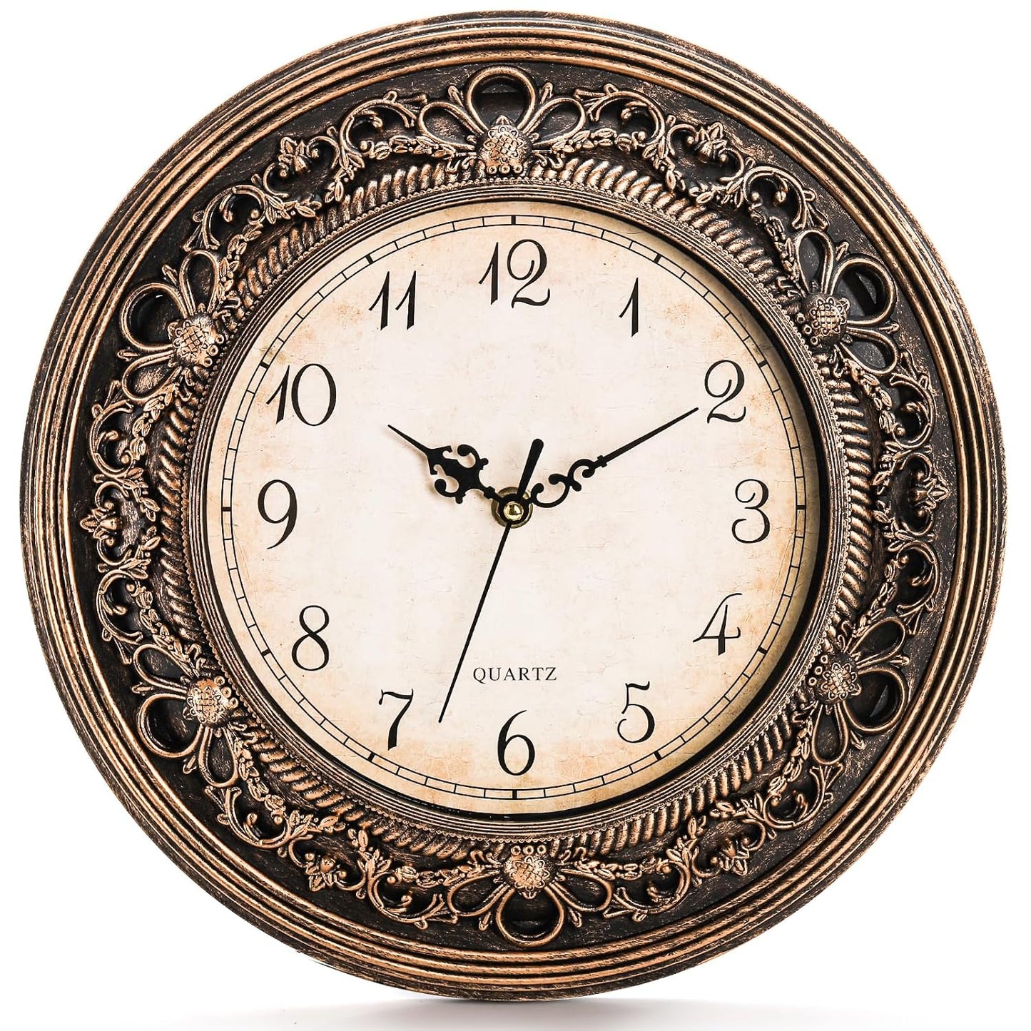Pumtus Plastic Silent Wall Clock, 13 Inch Vintage Battery Operated Wall Clocks, Large Decorative Round Living Room Clock, Non-Ticking Retro Analog Clocks for Bathroom, Office, Kitchen, School