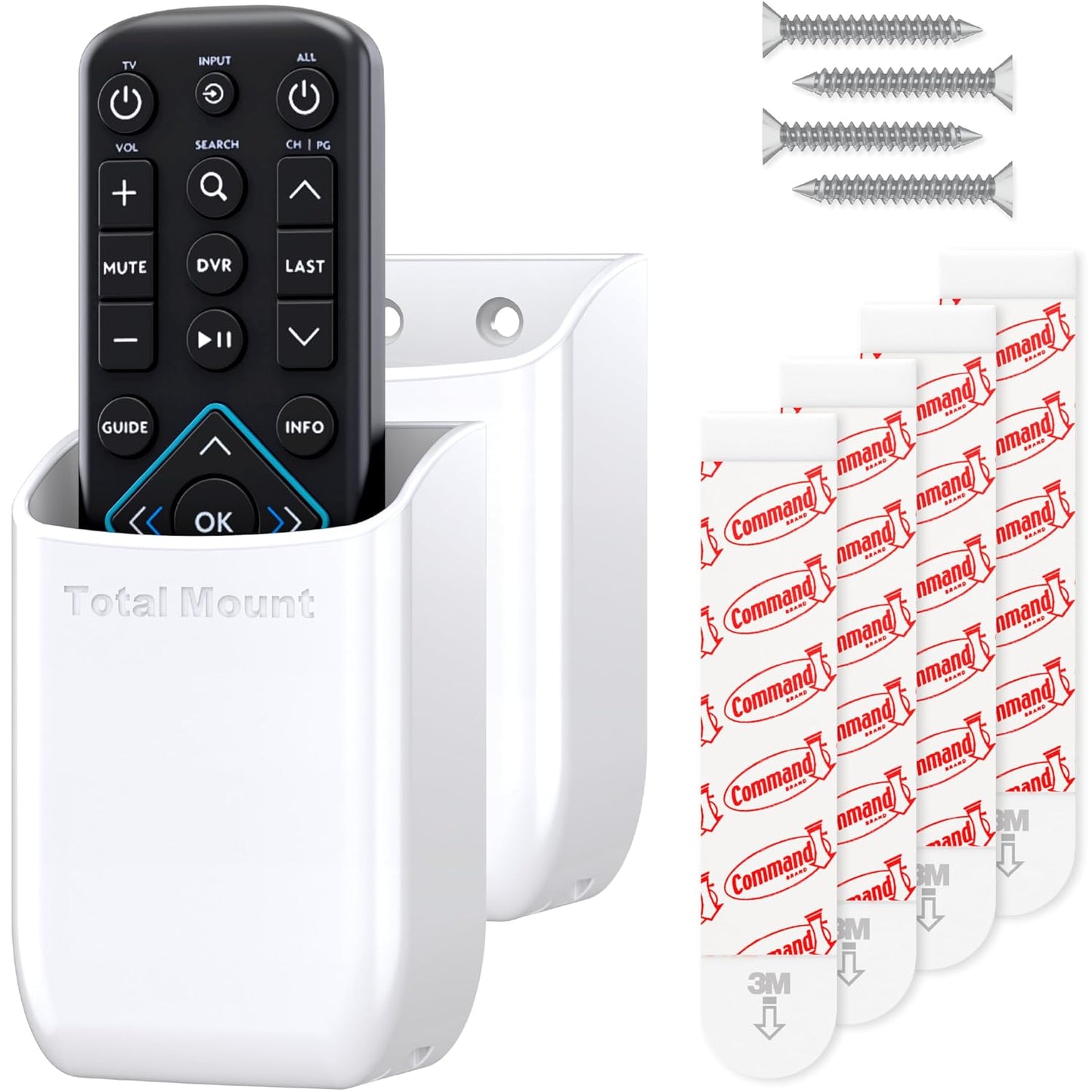 TotalMount Drop-Free Remote Holders – Removable Adhesive – White (2 Pack) | Designed in the USA – Simply Put the Remote In – No Tricky Magnet Alignment Needed