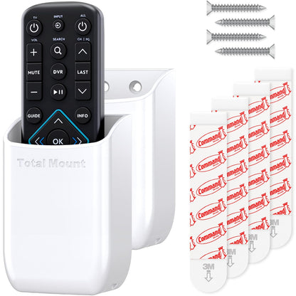 TotalMount Drop-Free Remote Holders – Removable Adhesive – White (2 Pack) | Designed in the USA – Simply Put the Remote In – No Tricky Magnet Alignment Needed