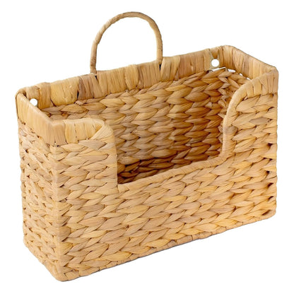 Magazine Holder Wall Basket Water Hyacinth Woven Mail Organizer, Wicker Wall Hanging Baskets for Magazines, Letters & Storage Decorative Mail Holder, Magazine Rack, Hanging Basket 11.8x4.3x7.9 Inch