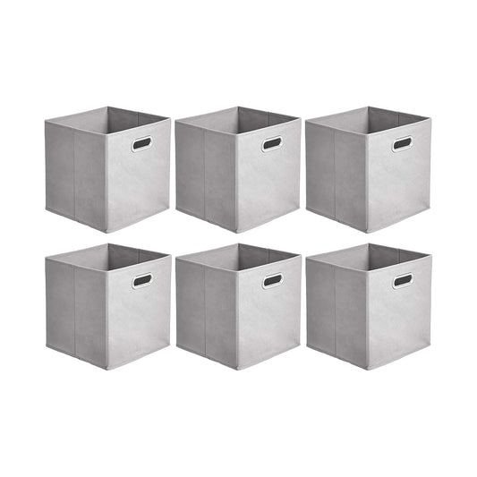 Collapsible Cube Storage Bins, Space-Saving, Organ... (Light Grey | Fabric)