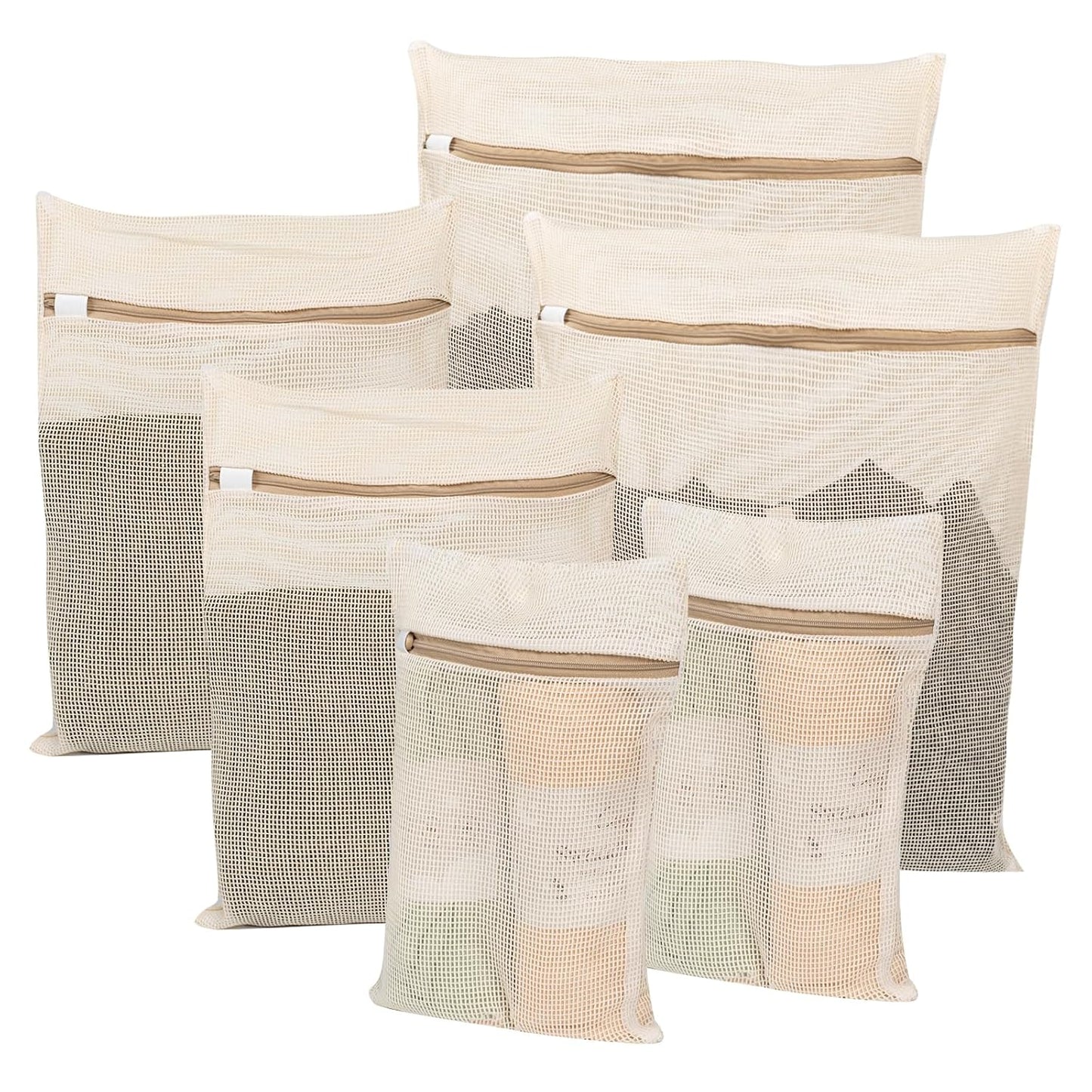 6-Piece Bag, Durable Cotton Mesh Laundry Bag, Sturdy Zipper, Breathable Mesh, Exquisite Laundry Bag for Underwear, Clothes, Pants, Shoes and Socks