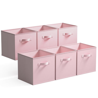 GRANNY SAYS Cube Storage Bins, 11 Inch 6 Pack Storage Cube Organizer, Foldable Fabric Storage Boxes with Handle, Decorative Clothing Storage Baskets for Shelves, Closet, Pink