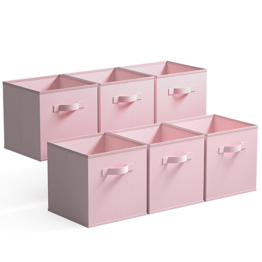 Cube Storage Bins, 11 Inch 6 Pack Storage Cube Org... (Pink | Fabric)