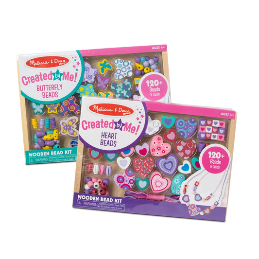 Melissa & Doug Sweet Hearts and Butterfly Friends Bead Set of 2-250+ Wooden Beads