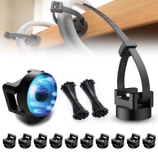 110 Pcs Magnetic Zip Tie Mount Base 26lbs Strong Magnetic Zip Tie Holder Multipurpose Magnet Cable Tie Clips Holder Wire Management Clips for Home Office Marine Electrical Wiring Organization Black