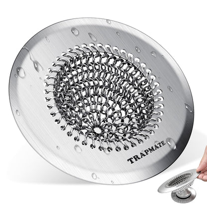 TRAPMATE Shower Drain Hair Catcher, 4.4" Anti-Clogging Bathtub Drain Cover | Easy Flip Cleaning, Traps Hair with Fast Drainage, Anti-Slip Drain Protector Fits Regular & Pop-up Drains (Patented Product)