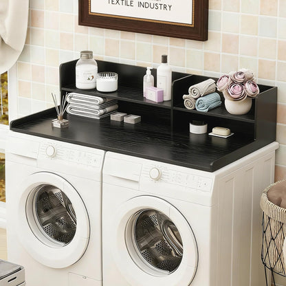 Wooden Washer Dryer Countertop Shelf, Laundry Countertop,54.7"X 28.3"Black | Washer And Dryer Countertop Adjustable Shelf,Washing Machine Topper 3-In-1 Folding Sorting & Ironing,Space Saving Laundry