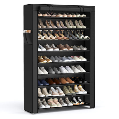 SONGMICS 10-Tier Shoe Rack, Shoe Storage Cabinet with Dustproof Cover, Free-Standing Shoe Storage Organizer for Closet, Entryway, Hold 40-50 Pairs of Shoes, for Sneakers, High Heels, Black URXJ36HV1