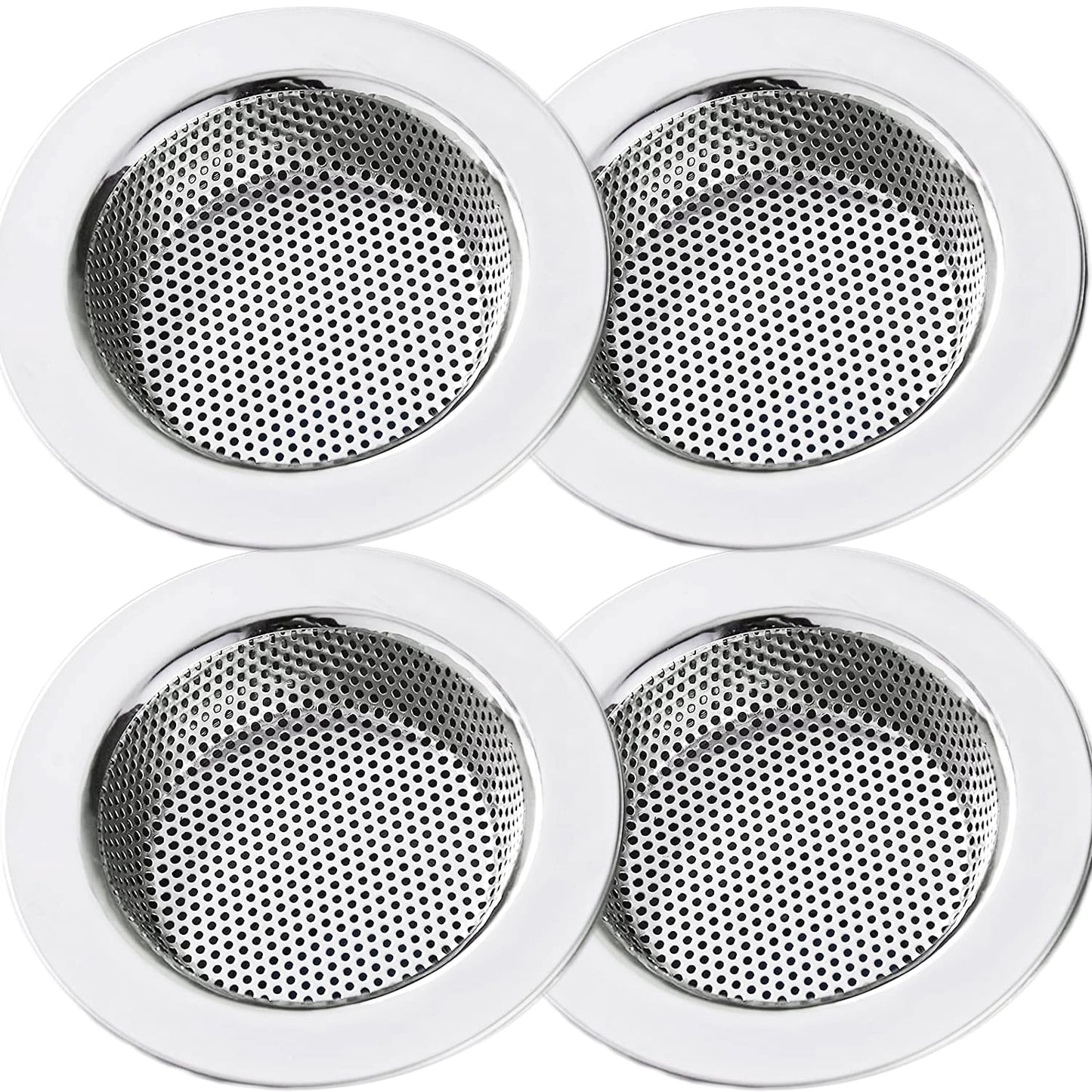 LASSHSWA Kitchen Sink Strainer Stainless Steel, Kitchen Sink Drain Strainer，Sink Strainers for Kitchen Sinks with Large Wide Rim 4.5" Diameter (4 Pack)