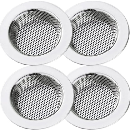 LASSHSWA Kitchen Sink Strainer Stainless Steel, Kitchen Sink Drain Strainer，Sink Strainers for Kitchen Sinks with Large Wide Rim 4.5" Diameter (4 Pack)