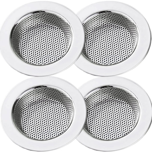 LASSHSWA Kitchen Sink Strainer Stainless Steel, Kitchen Sink Drain Strainer，Sink Strainers for Kitchen Sinks with Large Wide Rim 4.5" Diameter (4 Pack)
