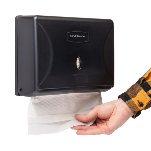 Paper Towel Dispenser, Tri-Fold Towel Holder, Rest... (Black | Plastic)