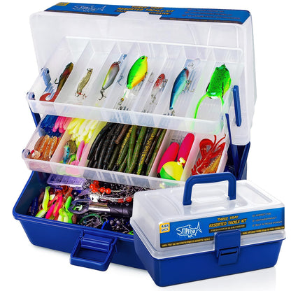 448-Pcs Fishing Lures Kit – Complete Large 3-Layer Tackle Box Set with Hooks, Weights, Bobbers, Pliers, Rigs, Leaders & Accessories for Men, Kids, Beginners, Gear gift choice for Fathers Day