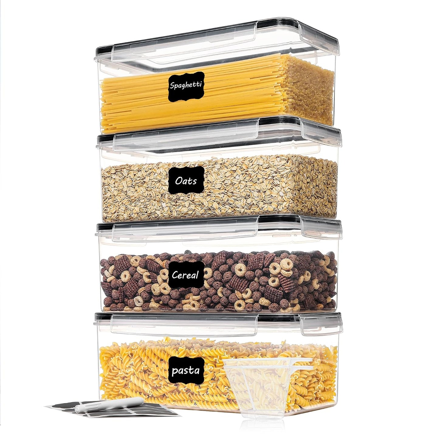 Vtopmart Pasta Storage Containers, 4 Pack, 3.2L Airtight Canisters