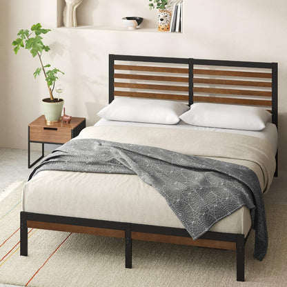 Zinus Kai Bamboo and Metal Platform Bed Frame with Headboard, Brown, Queen | No Box Spring Needed, Durable Construction, Minimalist Modern Design, Easy Assembly