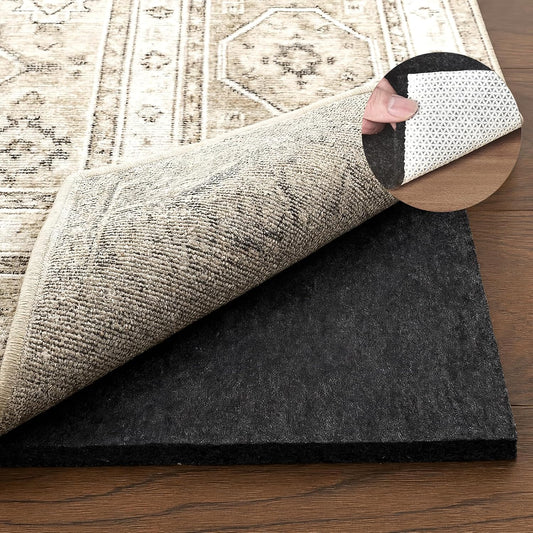 Deep Dream 1/4" Thick Felt and Natural Rubber Backing Rug Pad - Non Slip Carpet Gripper for 8 x 10 Ft Area Rugs - Protective Cushioned Pads for All Floors