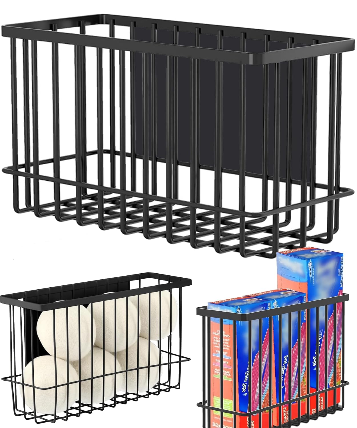 Magnetic Shelf Fridge Basket Bin for Whiteboard Washer Dryer Locker Cabinet | No Drilling Or Tools Needed, Reusable Magnet Organizer Classroom Office Home Kitchen Laundry Storage Rack Container Holder