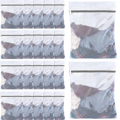 36 Pieces Mesh Laundry Bags Fine Mesh Wash Bags with Zipper Machine Washable Lingerie Bags for Washing Delicates Clothes Garment Underwear Blouse Hosiery Socks Travel, 16 x 20 Inches (Gray)