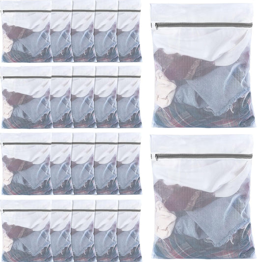 36 Pieces Mesh Laundry Bags Fine Mesh Wash Bags with Zipper Machine Washable Lingerie Bags for Washing Delicates Clothes Garment Underwear Blouse Hosiery Socks Travel, 16 x 20 Inches (Gray)