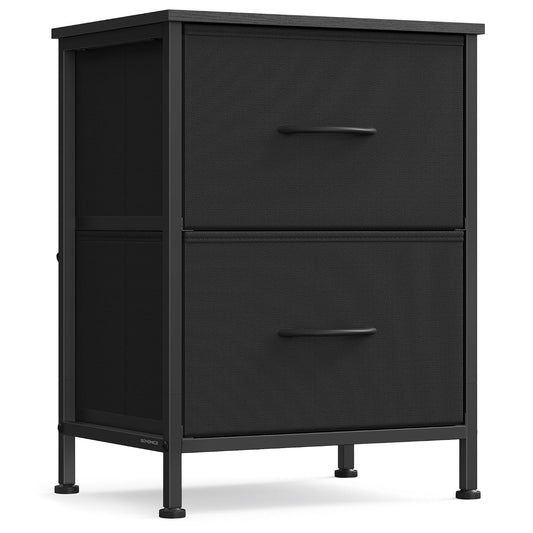 SONGMICS BELLAH Collection - Night Stand with 2 Drawers, Bedside Table, Side End Table, Nightstand for Bedroom, Modern, Ink Black and Ebony Black ULGS312B01S