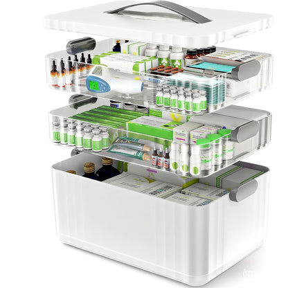 ARSTPEOE 3-Tier Medicine Organizer - Portable Medicine Cabinet with Handle | Multipurpose Medical Box, Pill Organizer, Empty First Aid Kit for Home