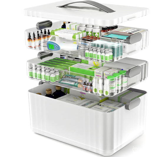 3-Tier Medicine Organizer - Portable Medicine Cabi... (White | Plastic)