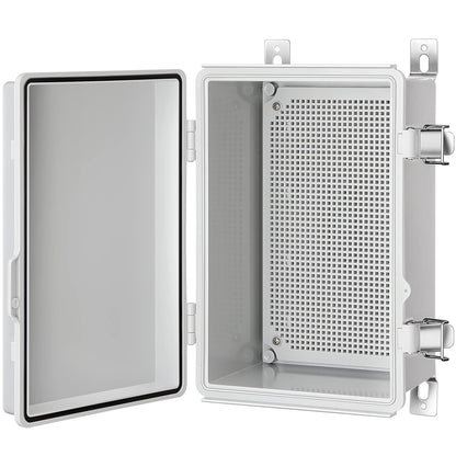 Gratury Junction Box, IP67 Waterproof Plastic Enclosure for Electrical Project, Hinged Grey Cover, Includes Mounting Plate and Wall Bracket