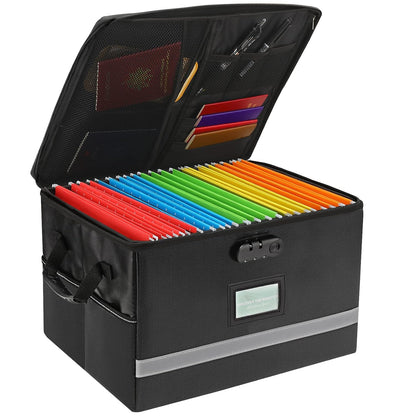EXLIFBAG File Organizer, Fireproof File Box with Lids, Important Document Organizer Box with Lock, Portable File Folder Organizer with Handle