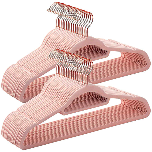 Pink Velvet Hangers 50 Pack - Adult Hangers Rose G... (50 Count | Pink | Plastic)