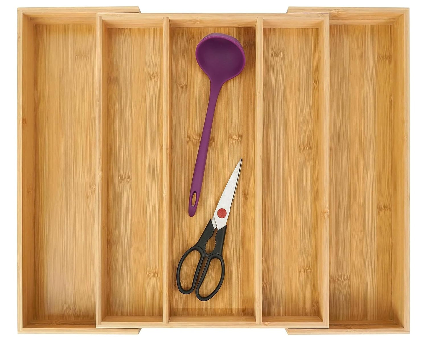 Utoplike Bamboo Expandable Kitchen Drawer Organizer Silverware Utensil Tray | Cutlery Holder, Drawers Divider for Large Utensils, Flatware, Knives, Spatulas in Kitchen, Office, Adjustable 3-5 Slots