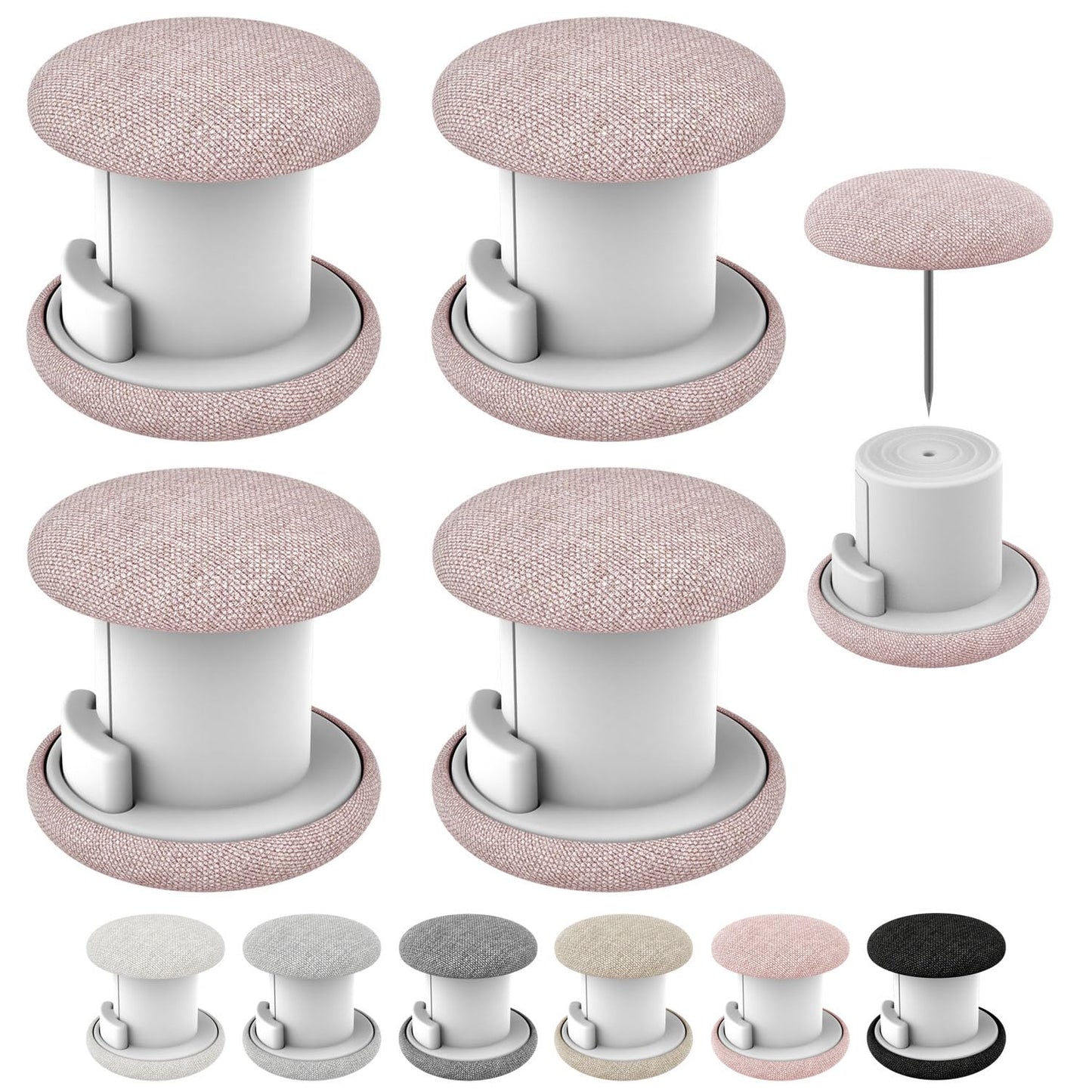 Duvet Pins & Clips-Double Sided Pin Fasteners - Prevents Comforter from Shifting in Cover,Soft Linen Material Double Sided Pin Fasteners for Quilt,Cushions (6, Pink)