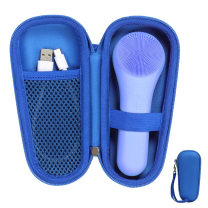 Hard Carry Case Compatible with NågraCoola CLIE Sonic Facial Cleansing Brush, Waterproof Case Storage Carrying Holder Fits for Silicone Face Scrubber and Charging Cable (Box Only), Blue