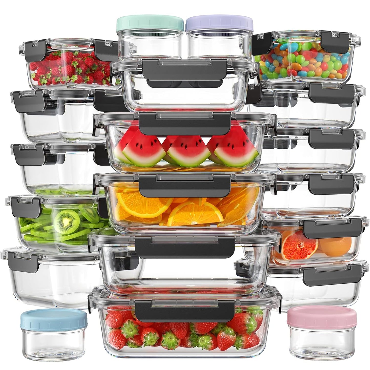 40 PCS Glass Food Storage Containers with Lids