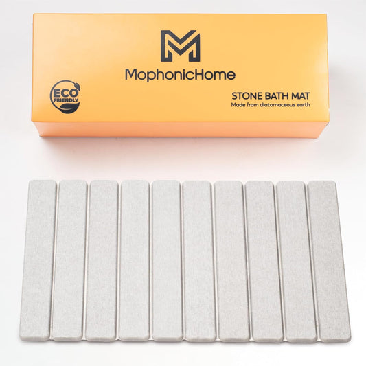 Foldable Stone Bath Mat, Non Slip Quick Dry Diatomite, Light Gray, 23.5x15 | Super absorbent surface, easy-care finish, compact storage, includes non-slip pad, shower and sink use