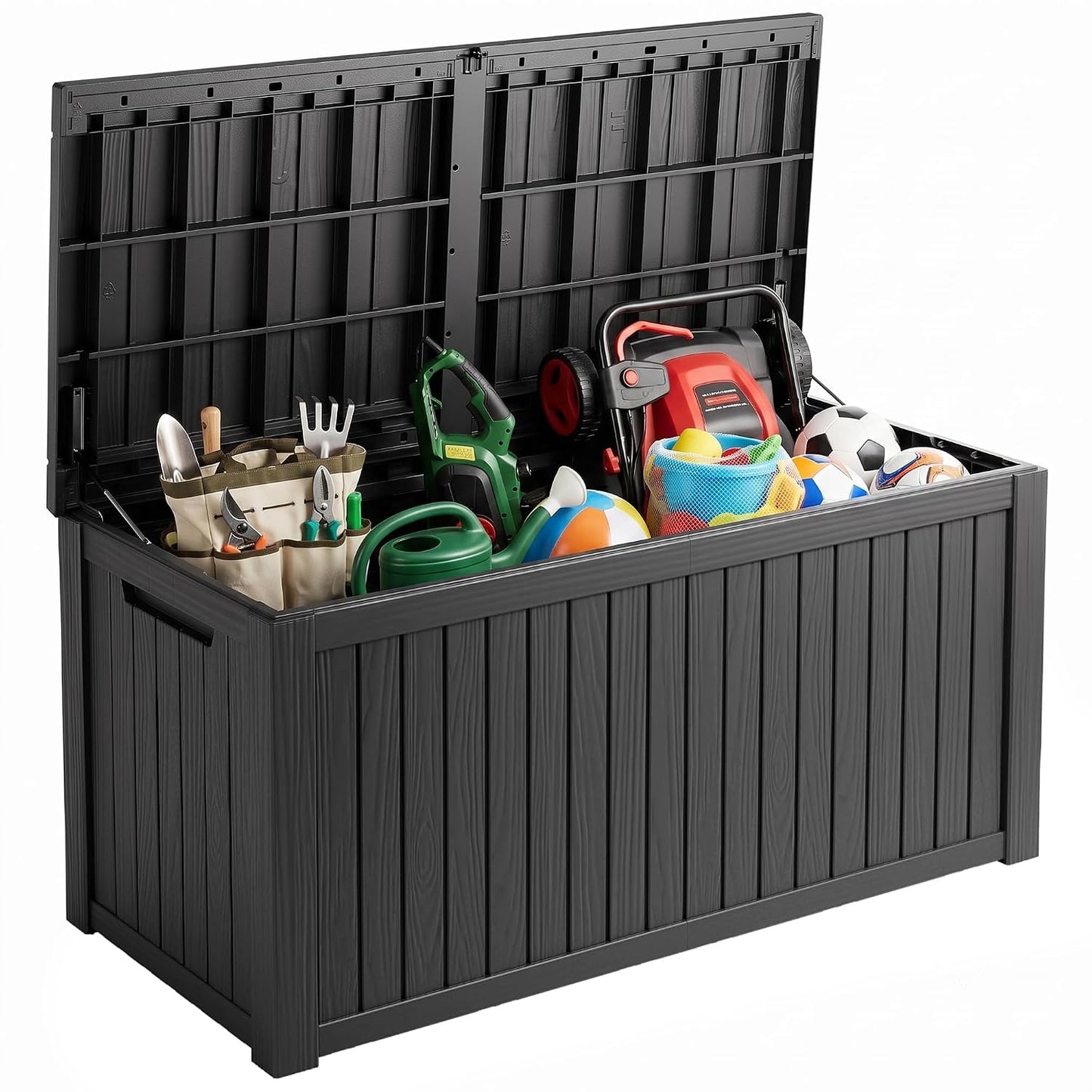Outdoor Storage Box, 200 Gallon Waterproof Deck Box [Upgraded 3.0], Premium Hydraulic Cushion Storage Chest, High-Load Lockable Two-Seater Patio Storage Bench, Large Country Estate, Black