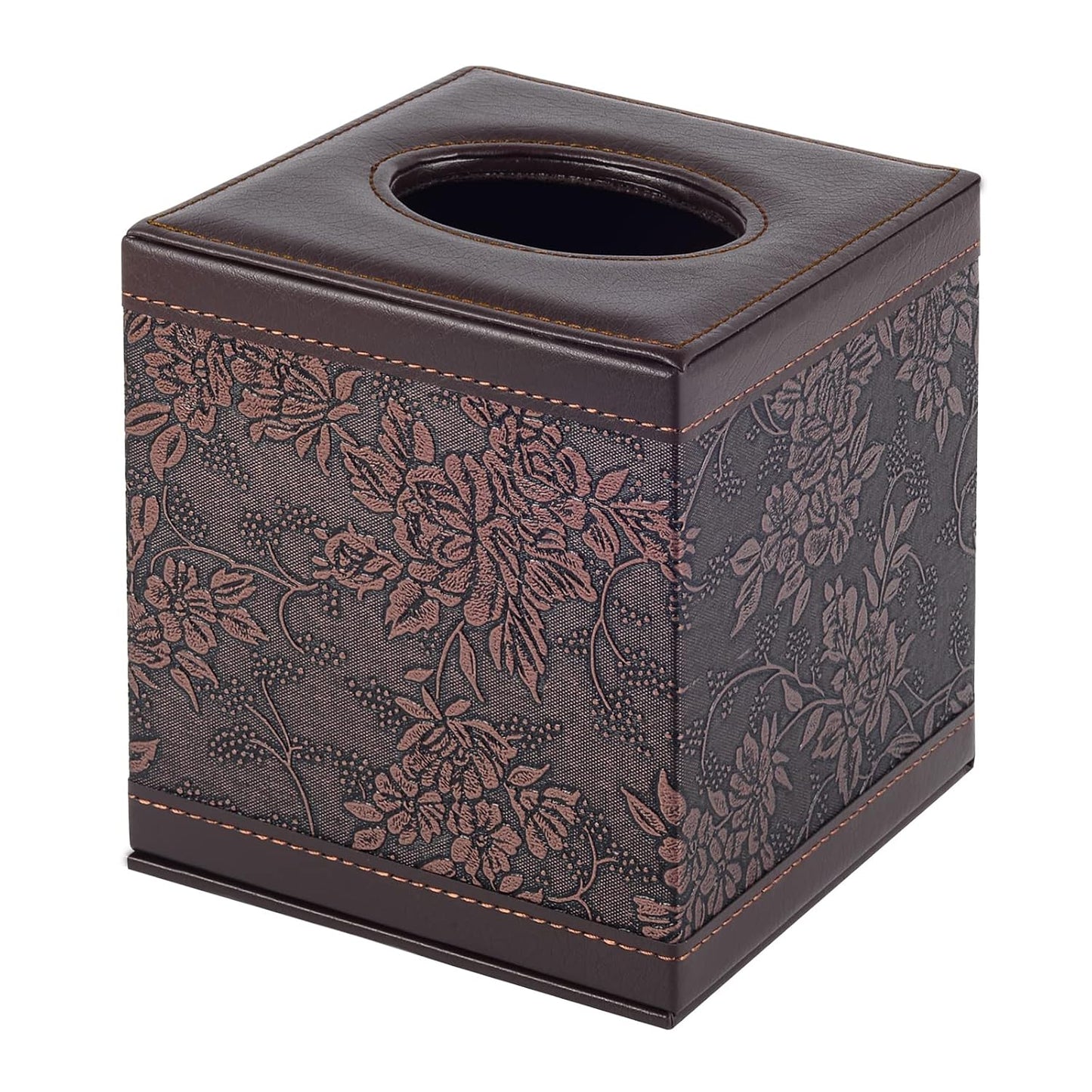 Tissue Box Cover Square,Modern Leather Tissue Box Holder for Napkin Facial Paper Organizer Bottom with Magnet Reinforcement for Home/Hotel/Restaurant/Office/car/Living Room(Retro)