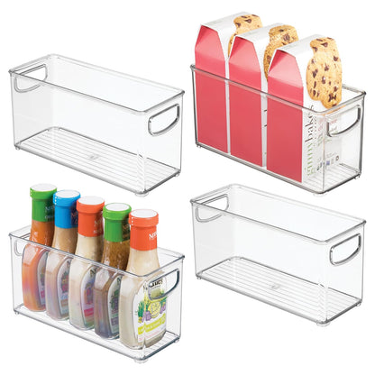 iDesign Slim Clear Plastic Stackable Storage Bin, Tall Narrow, 4-Pack | Kitchen or Pantry Organizer