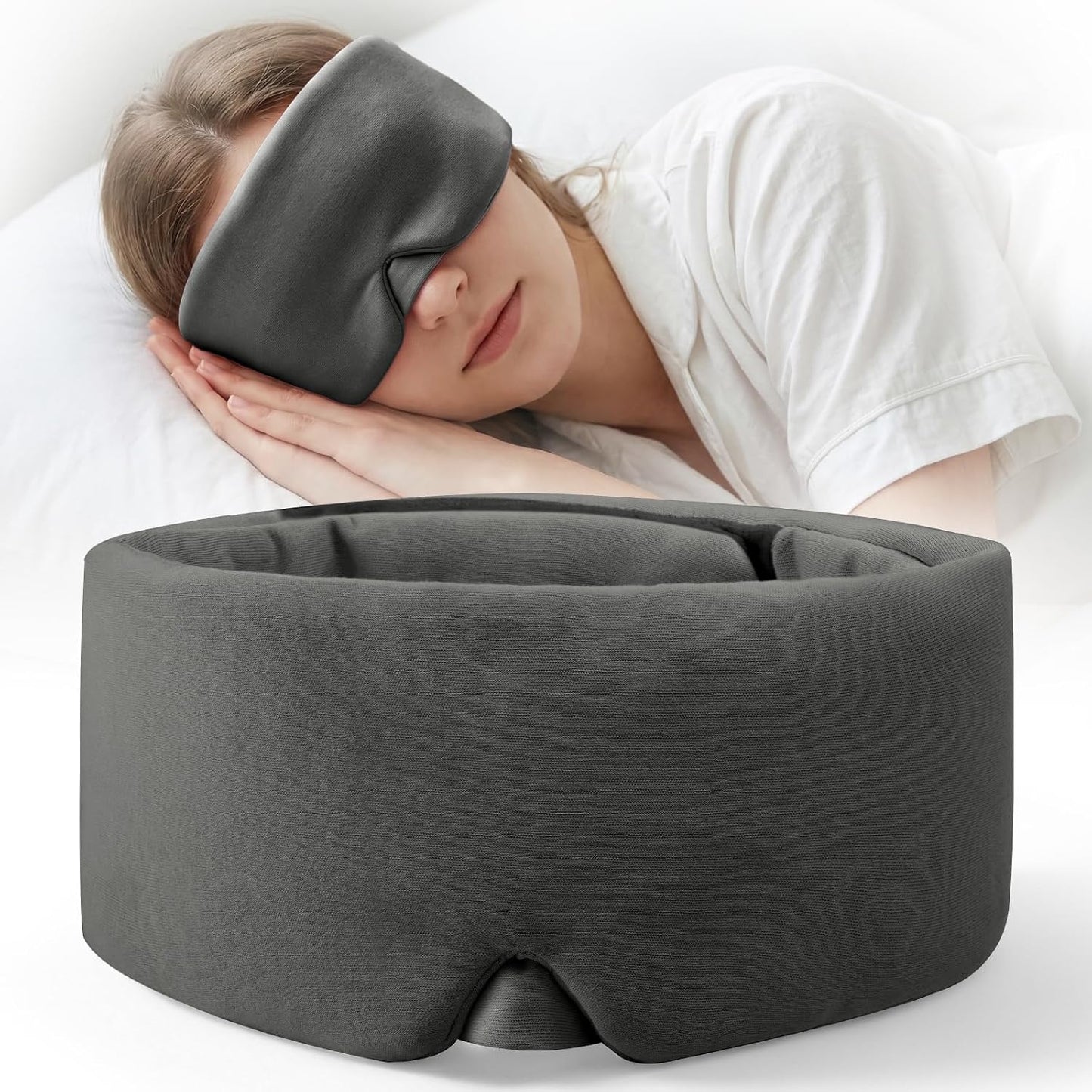 Sleep Masks for Women Men, Light Blocking Eye Masks for Sleeping, Soft No Pressure Breathable Blindfold for Restful Sleep, Suitable for Airplane Travel Essentials, Relaxation Gifts for Women (Gray)