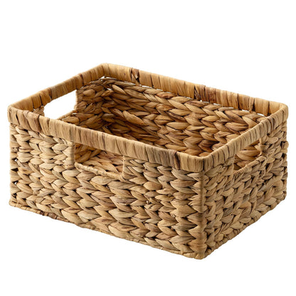 StorageWorks Large Wicker Baskets for Storage,Woven Basket for Gifts,1-Pack | Water Hyacinth Rectangular Wicker Basket, Wicker Storage Baskets for Shelves, Woven Baskets for Storage, Blanket Basket