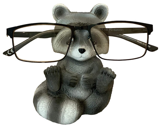 Cute Raccoon Whimsical Eyeglasses Holder Stand - F... (Gray / White | Resin)