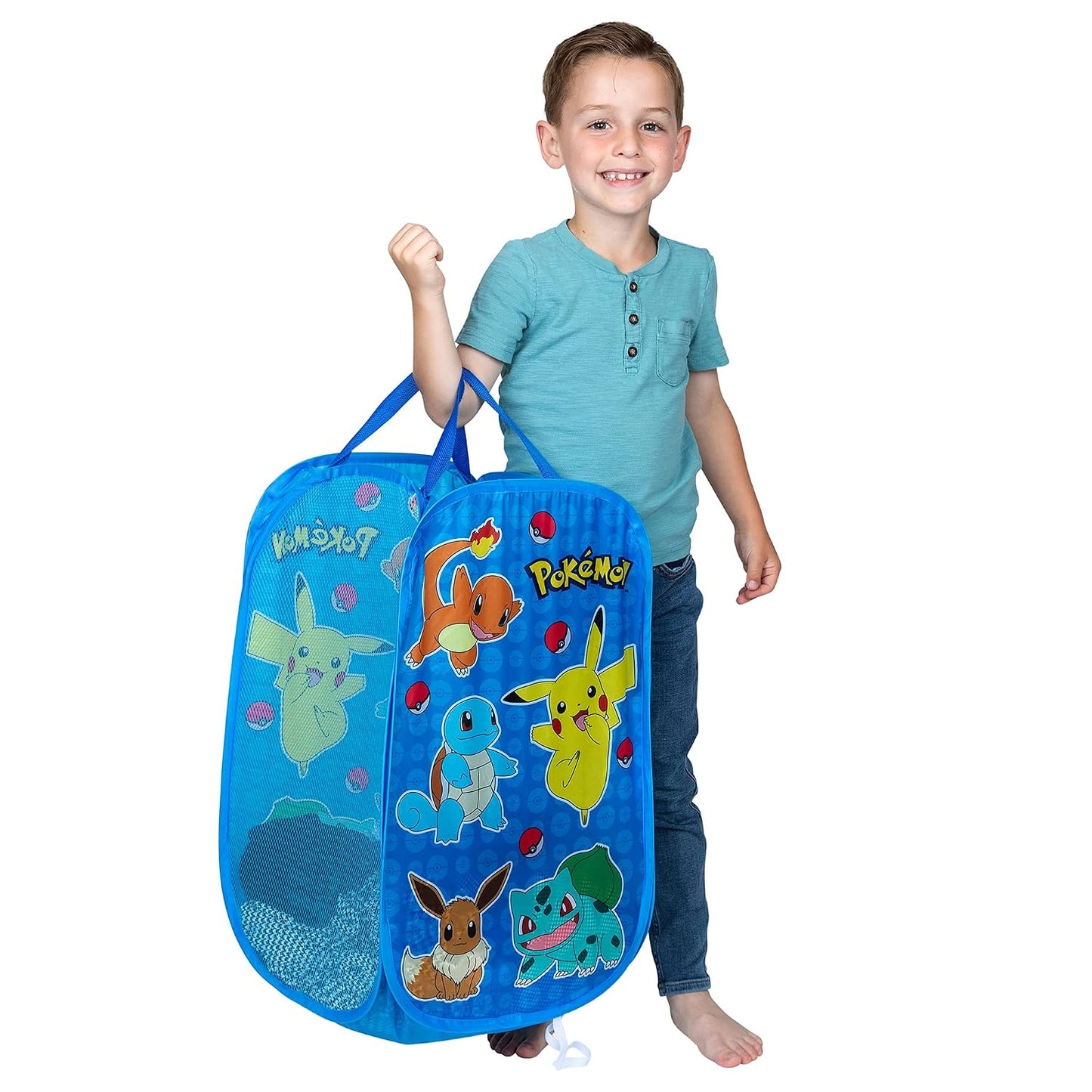 POKEMON Kids Room Collapsible Storage Bin Pop Up Hamper, One Size, (Officially Licensed Product) by Franco