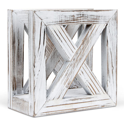 Farmhouse Wooden Napkin Holder for Tables, Rustic Kitchen Decor | for Counter, Ideal Napkin Dispenser for Dining Counter tops (White)