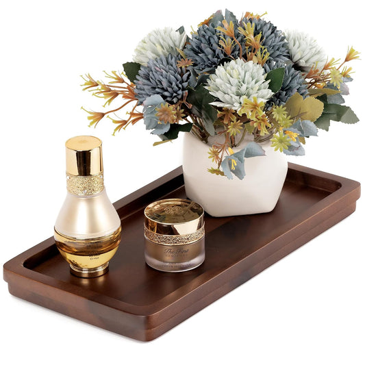 Bathroom Vanity Tray, Dark Brown Acacia Wood Tray,... (Dark Brown | Acacia Wood)