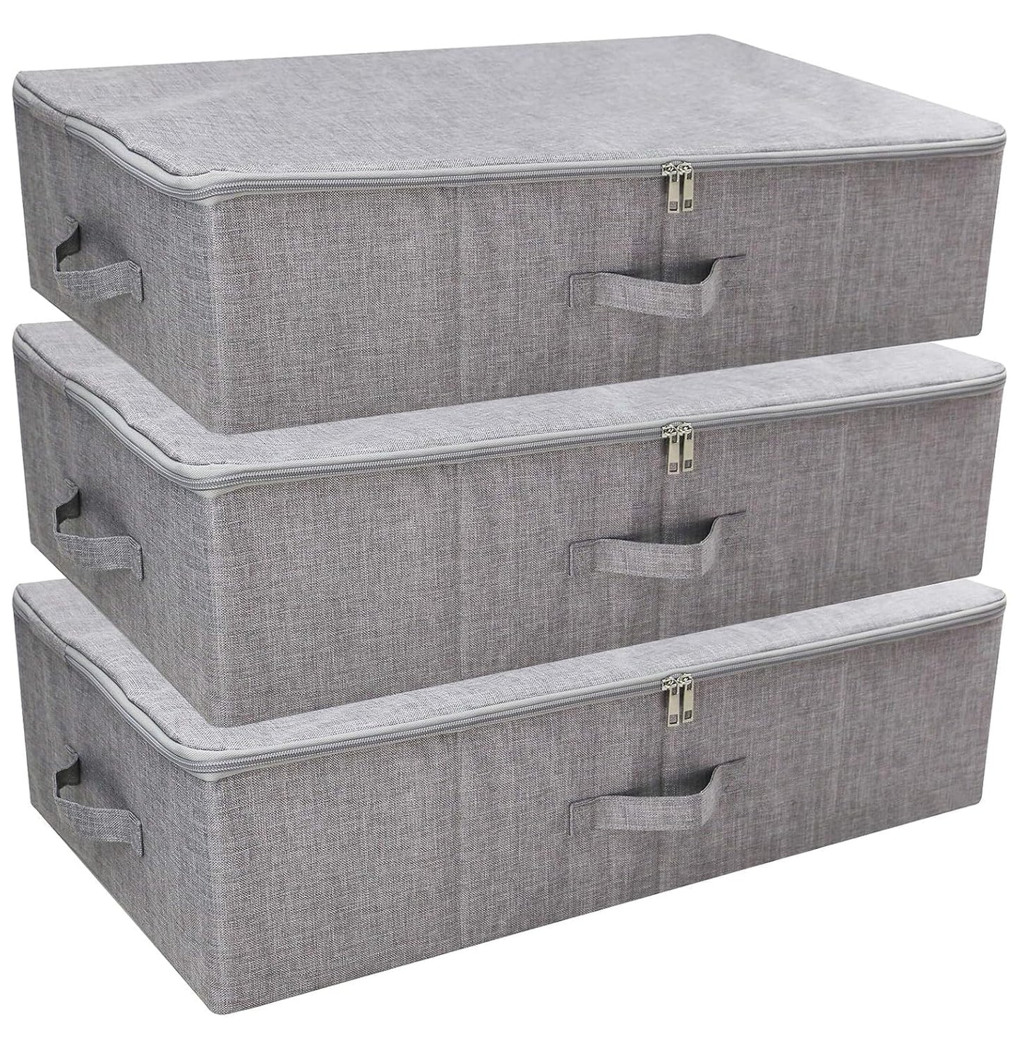 3pcs Closet Clothes Blanket, Duvets Lidded Storage Bins Under Bed Organizer | Underbed wedding dress Storage, Wardrobe shelves organizer box, folding design, stackable, sturdy walls, 3-side zipper lid
