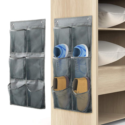 Wall Mounted Shoes Rack 2Pack/Can Store 6Pairs of Sneakers,with Sticky Hanging Mounts, Shoes Holder Storage Organizer Shelf,Door Shoe Hangers (SM06-Gray-2)