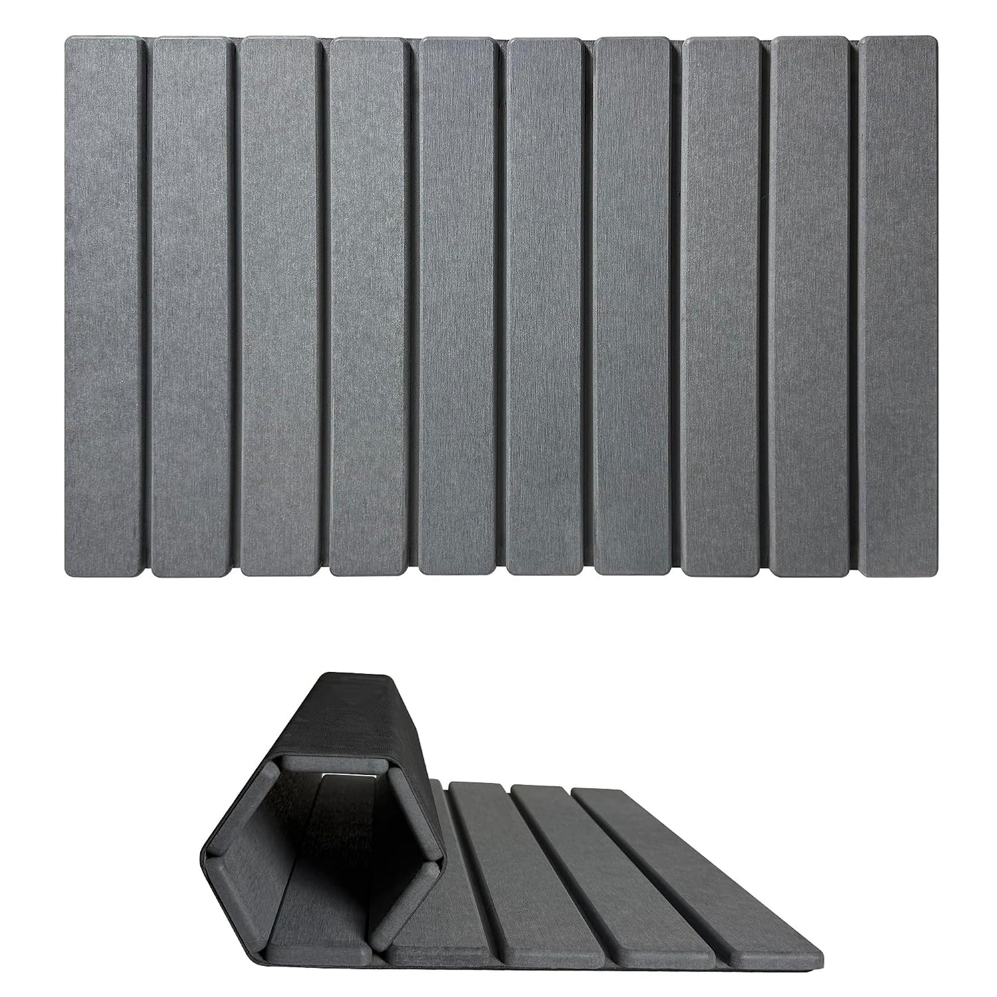 Foldable Stone Bath Mat, Quick Drying Diatomaceous Earth Shower Mat with Non-Slip Rubber Backing, 23.6 x 15.4 inch, Super Absorbent Stone Mat for Bathroom Floor, Easy to Clean