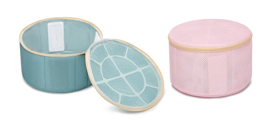 Bra Washing Bag for Delicates, Shape-Retaining, 2 Pack Lingerie Laundry Bag | Mesh Fabric with Support Plates, Prevents Bra & Lingerie Deformation During Washing, X-Large Green- Pink, 9.8" x 6"